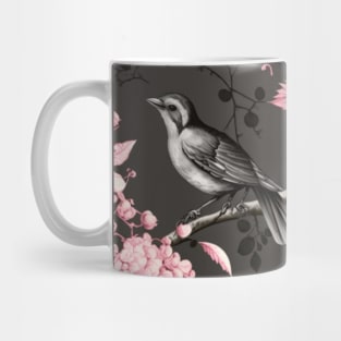 Pretty Pink and gray floral and bird Mug